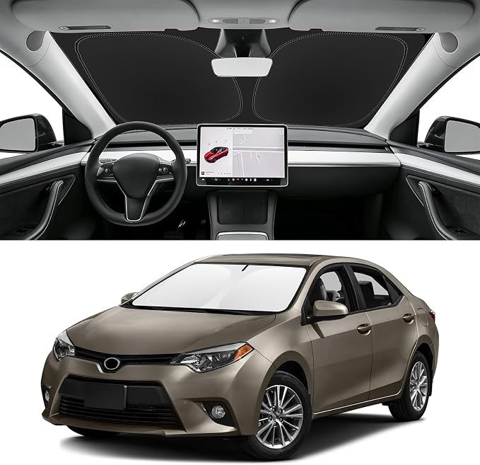 Custom Fit Windshield Sun Shade for Toyota Corolla 2014-2019 | Blocks UV Rays and Sun Heat, Helps Reduce Interior Temperature, Protects Dashboard from Fading, Folds Easily for Storage by SLOGENTO