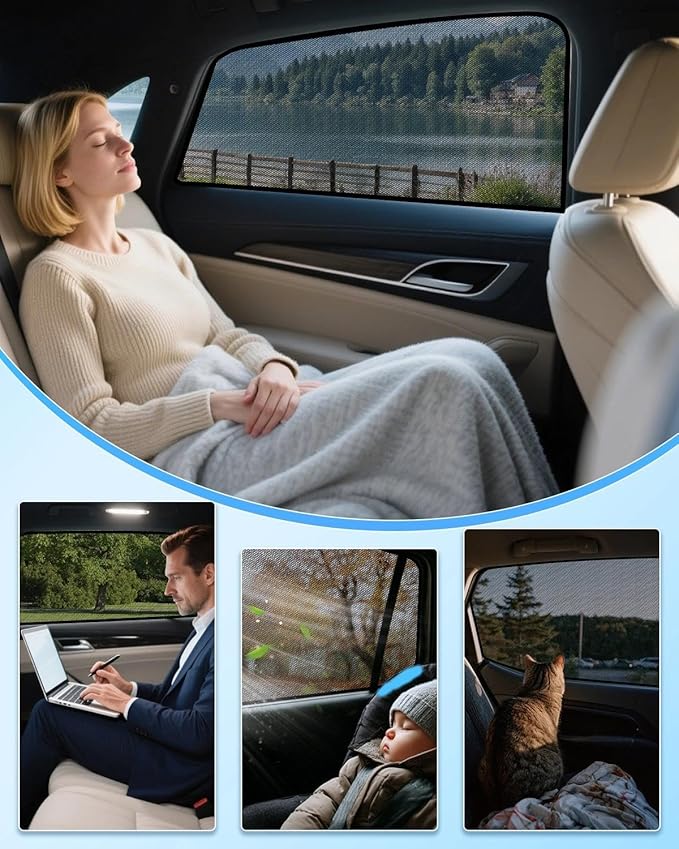 Car Window Shade for Rogue 2014-2020,2 Pack UV & Glare Protection, Breathable Privacy Screen, Insect & Bug Blocker Magnetic Mesh Side Rear Sun Shades for Baby Camping, Napping & Travel - Image 7