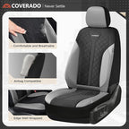 Coverado Leather Car Seat Cover for 2 Seats Front Seat Covers Waterproof Seat Covers 2-Pack Luxury Car Seat Protectors Universal Fit for Most Vehicles, SUV, Truck, Sedan - Image 2