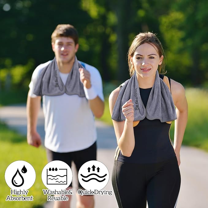 Hahafelt 2 Pack Car Seat Towel Cover and Athletic Running Towel with Storage Bags, Sweat Washable Gym Seat Protector Non Slip for Dog Pet Workout Running Outdoor Sport Activities(Pure Gray) - Image 4