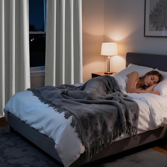 RYB HOME Bedroom Blackout Curtains 80 inches Long, 100% Blackout | Thermal Insulated, Noise Reducing, Curtains for Living Room Nursury, For Sleep, W42 x L80, Biscotti Beige - Image 5