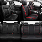 MINGBRON Leather Car Seat Covers Full Set, Universal Faux Leather Car Seat Covers 5 Seats, Automotive Seat Covers for Most Sedans SUVs Trucks, Front and Rear Seat Covers,Wine Red - Image 3