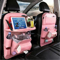 Car Seat Organizer, Multifunctional Backseat Protector Mat, Storage Bag and Tray Rack, Trash Storage (Suitable for Cars, Children, Back of Seats, and Rear Seats) (Pink, Leather 1-Piece Set) by QIANKUNCaraccessories