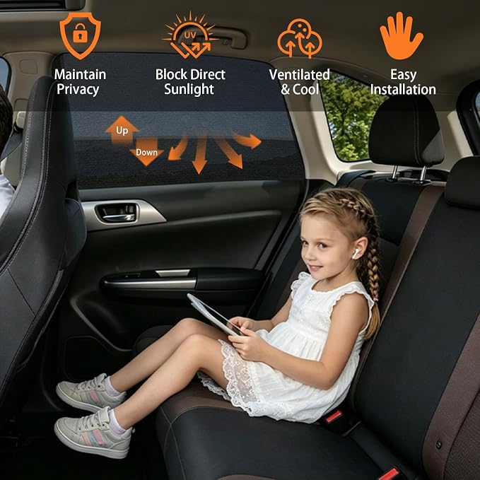Car Window Shades for Baby, 2 Pack Ice Crystal Cooling Car Sun Shades, Privacy Car Shade Universal Fit SUV Sedan Minivan, Freely Roll Down Car Windows Large - Image 5