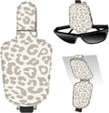 Leather Magnetic Sunglass Holder for Car Sun Visor, Cute Eyeglass Ticket Card Hanger Clip, Universal Auto Interior Accessories for SUV Pickup Truck Beige Leopard Print by Unknown