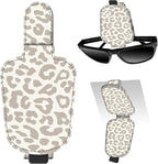 Leather Magnetic Sunglass Holder for Car Sun Visor, Cute Eyeglass Ticket Card Hanger Clip, Universal Auto Interior Accessories for SUV Pickup Truck Beige Leopard Print by Unknown
