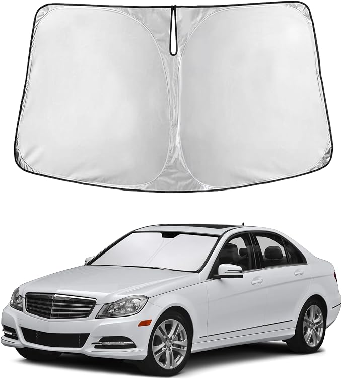 EcoNour Windshield Sunshade Compatible for Mercedes Benz C Class 2008-2014 | Sun Visor for Front Windshield & Window Sun Shade Cover, UV Heat Blocker & Protector, Car Accessories by EcoNour