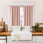 RYB HOME 100% Blackout Short Curtains for Small Window, Thermal Insulated | Total Room Darkening, Noise Reducing, Curtains for Kitchen Bathroom Basement, W42 x L45, Peach Pink, 2 Panels by RYBHOME