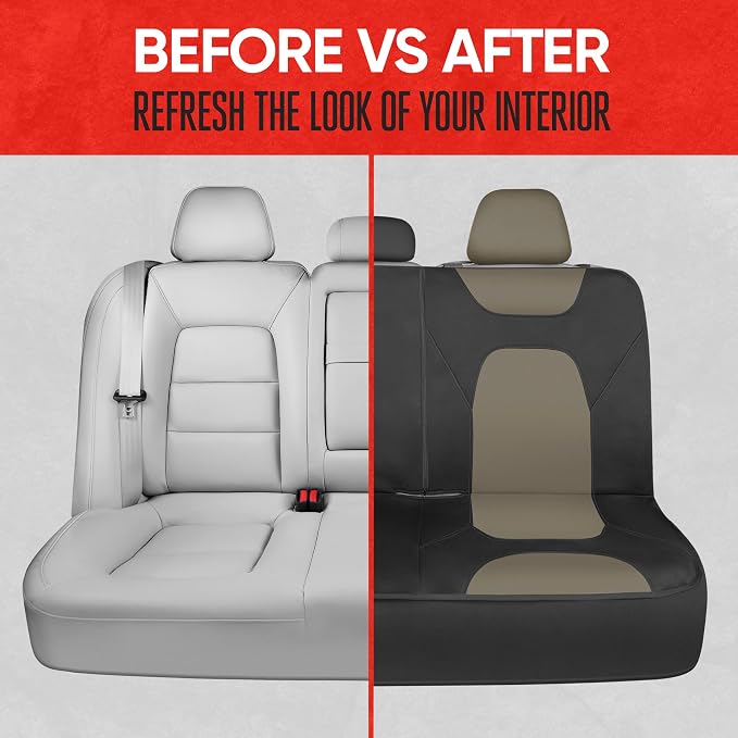 Motor Trend AquaShield Waterproof Beige Rear Split Bench Seat Covers for Trucks Rear Seat Cover Only - Black Car Seat Covers, Back Seat Cover Only - Durable Neoprene Spill Resistant for Kids & Dogs - Image 7