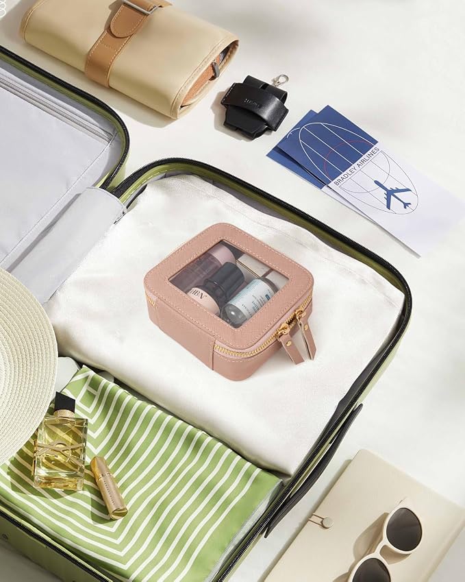 KOTORA Small Makeup Bag for Purse Cute Travel Makeup Bag Clear Cosmetic Bag with Zipper, Car Make Up Bag Organizer Storage Traveling Car Accessories Travel Essentials for Women (Mini Nude Pink) - Image 6