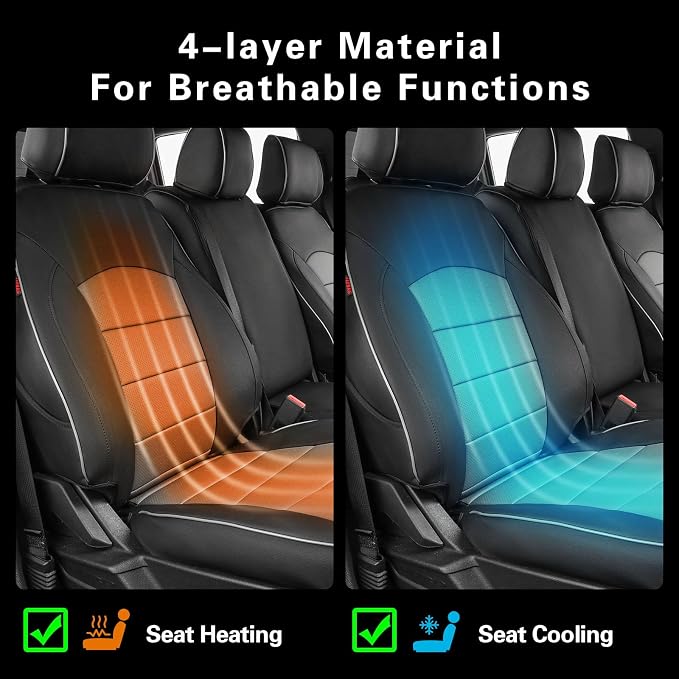 EKR F150 Seat Covers for (4 Door,SuperCrew) 2015-2020 Ford F150 XL/XLT & (CrewCab) 2017-2022 F250/F350/F450 SuperDuty XL/XLT,Family & Pet Friendly,Waterproof-Faux Leather(Black/Gray) - Image 7