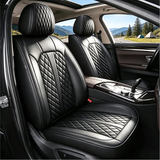 IKABEVEM Car Seat Covers fit for Subaru Outback 2010-2025 2026 Full Set | Waterproof Faux Leather, Airbag Compatible, Easy to Install & Wipe Car Seat Protector,5 Seats Covers Fit for Outback, Black by IKABEVEM