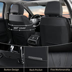 FLORICH Leather Seat Covers Full Set Automotive Seat Covers Black Car Seat Covers Waterproof Front and Back Seat Covers Car Seat Cushion Protector Universal Fit for Most Cars SUV Trucks, Black - Image 3