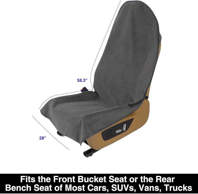 VSHIELD Waterproof Towel Car Seat Cover, Sweatproof Non-Slip Seat Protector, Universal Fit for Front Bucket or Rear Bench Seat of Cars, SUVs, Vans, Trucks, Compatible with Airbags and Armrests - Image 7