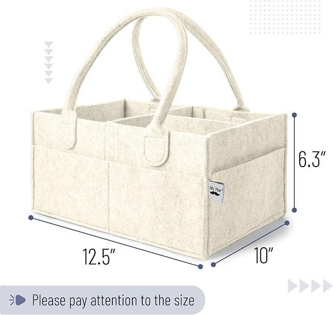 Mr. Pen- Baby Diaper Caddy Organizer, Beige, Medium | Nursery Storage Bin and Car Organizer for Diapers and Baby Wipes - Image 2