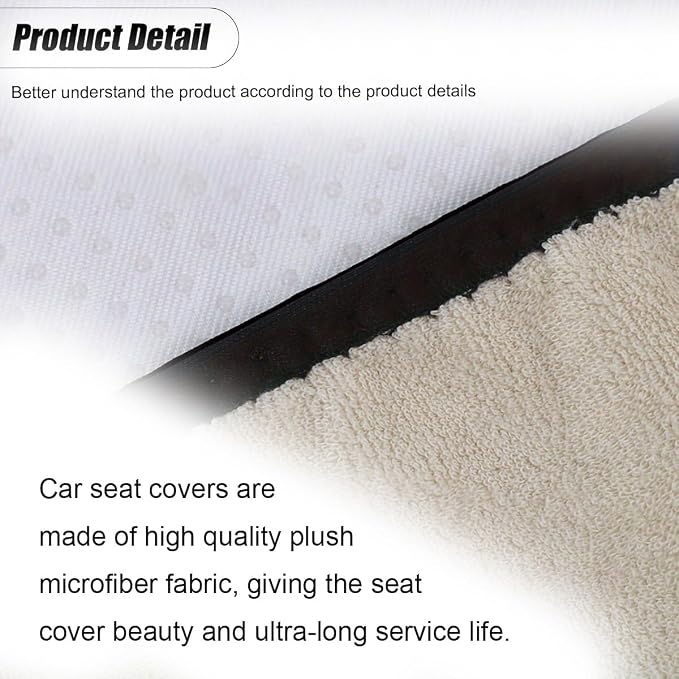 ZIMISI Waterproof Car Seat Covers, Non-Slip Towel Front Seat Covers, Sweat Car Seat Protector Cover for Gym Workout, Yoga, Running, Swimming, Beach & Hiking (Beige) - Image 4