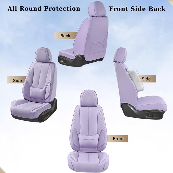 Coverado Seat Covers, Car Seat Covers Front Seats, Car Seat Cover, Car Seat Protector Waterproof, Car Seat Cushion Nappa Leather, Purple Seat Covers Carseat Cover Universal Fit for Most Cars - Image 2