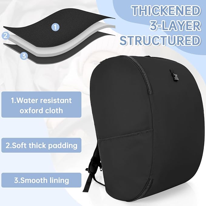 Padded Car Seat Travel Bag Compatible with Doona Car Seat Stroller | Car Seat Travel Bag with Lockable Zipper, Foldable Gate Check Bag for Airplane, Travel for Baby Essentials(Midnight Black) - Image 4