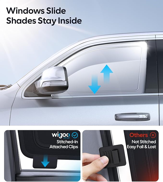 Wigoo 2026 6PC Full Set Window Sunshade for Ford F150 4Doors 2021-2026 | 7-Layer Cooler & Blacker, Ice-Crystal Tech, Full Set Shades With Windshield for Sun Block, Camping Accessories - Image 6