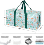 BALEINE Extra Large Storage Tote with Zippers & Carrying Handles, Heavy-Duty Oxford Fabric Moving Bags for Laundry, Space Saving, Storage, Spring Stroll - Image 4
