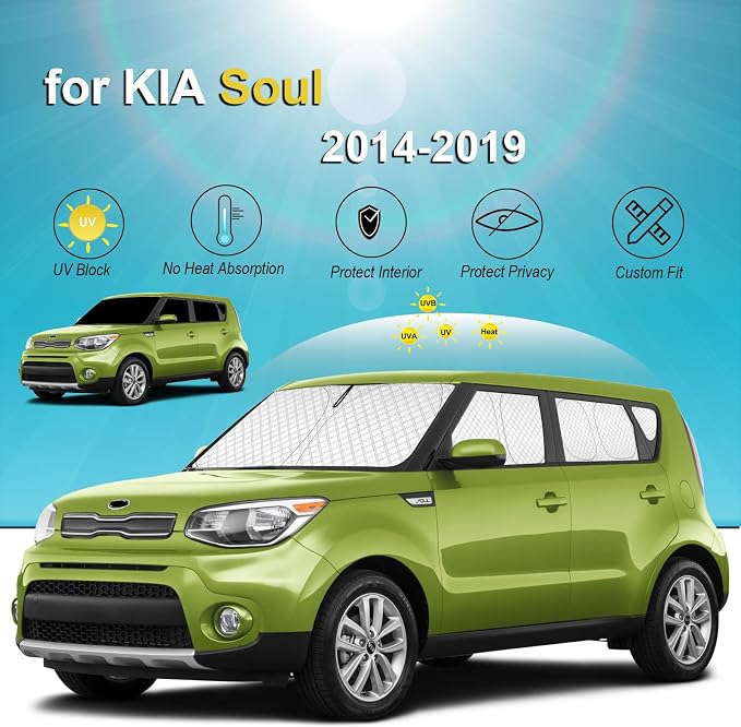 KMF 8pcs Thicken Sun Shades for Kia Soul 2014-2019 Accessories, Soul Full Car Window Covers Sunshade for Windshield Side Rear, UV Block and Protect Privacy Blackout for Car Camping Outdoor - Image 5