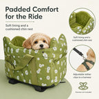 Center Console Dog Car Seat Safe Travel for Small Dogs Under 15 lbs | Detachable Washable Pet Carrier with Storage Pockets & Safety Leash, Light Green - Image 2