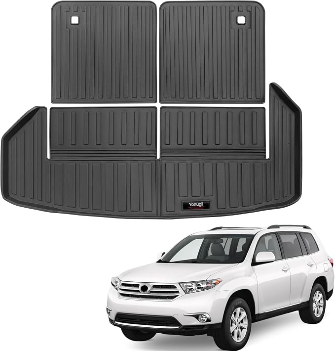Custom for 2008-2013 Toyota Highlander Cargo Mats Trunk Liner and 3rd Rear Seat Backrest Mat All Weather TPE Protection Mat Accessories (for 2008-2013 Toyota Highlander) by Yonugli