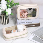 6 Pcs White Clear Makeup Bags with Zipper Car Cosmetic Bag PU and PVC Travel Toiletry Pouches for Women Gift, Valentine's Day Wedding Gift - Image 7