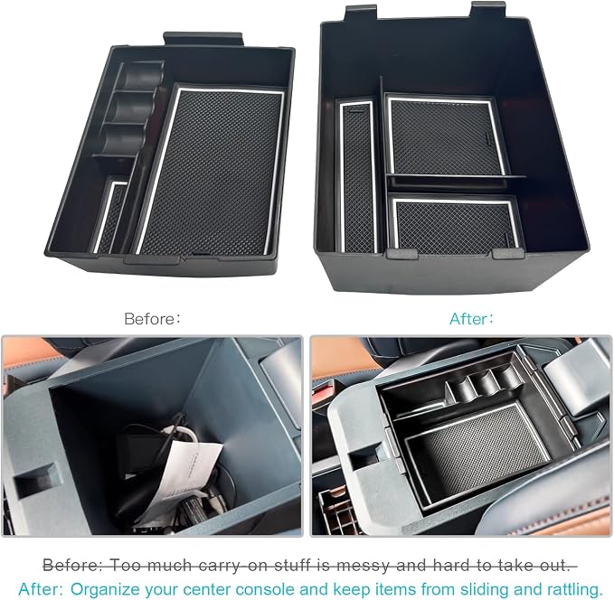 CDEFG for 2022 2023 2024 2025 2026 Ford Maverick Center Console Organizer Tray 2022-2026 Maverick Armrest Trays Storage Box Coin Container 2022-2026 Maverick Truck Accessories, 2Pcs(White Trim) - Image 3