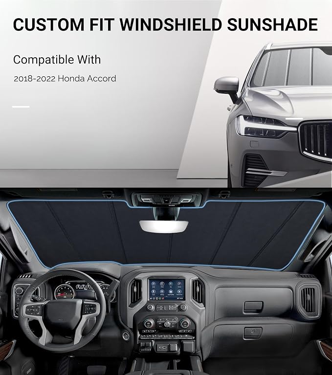Pigenius Windshield Sunshade for Honda Accord 2018-2022, Custom Front Window Shade - Safeguard - Image 2