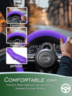 LRITER Car Steering Wheel Cover, Non-Slip Silicone Material, Purple | Multiple Color Choices, Universal Auto Parts Steering Wheel Cover, Suitable for Most Cars - Image 2
