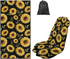 Sunflowers Car Seat Towel Cover Universal Auto Interior Seat Towel | Sunflower Print Car Interior Accessories Universal Non Slip Waterproof Sweat Protector with Storage Bag Yoga Beach Towel by YMPUDXFI