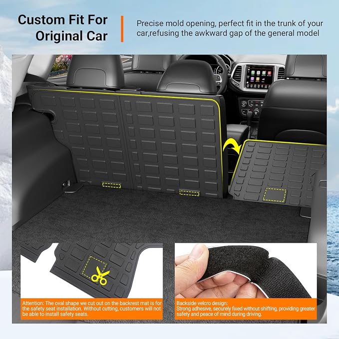 powoq Backrest Mats Compatible with 2017-2023 2024 2025 Jeep Compass | Cargo Mat Seat Back Protector TPE Replacement for 2017-2022 2023 2024 2025 Jeep Compass Accessories (Rear Backrest Mat) - Image 2