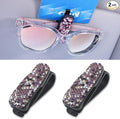 2PCS Bling Sunglasses Holder for Car, Fashion Crystal Rhinestone Sun Visor Glasses Holder with Ticket Card Clip, Eyeglasses Mount Car Sunglasses Clip, Auto Visor Glasses Clip for Women Girls (Purple) by smilfuy