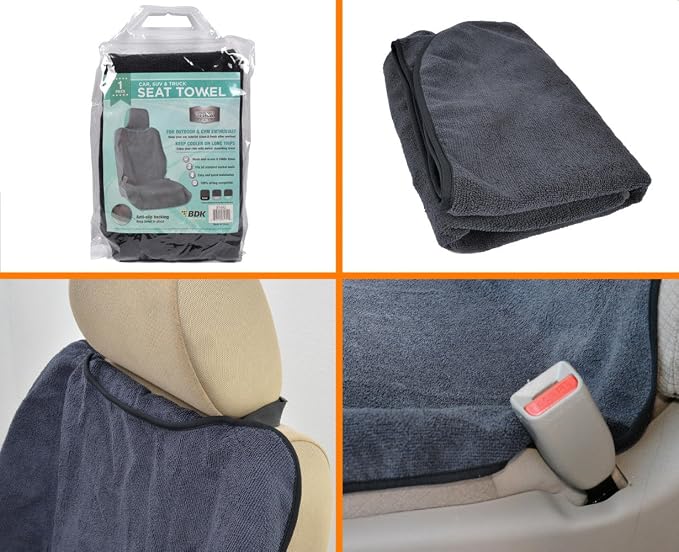 BDK UltraFit Waterpoof Car Seat Towel Cover, 2 Pack with Black Trim – Washable Sweat Seat Protector, Ideal for Gym Swimming Surfing Running Crossfit, Fits Most Auto Truck Van SUV - Image 11