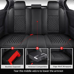 MIROZO Seat Covers,Leather Seat Cover Full Coverage for SUV Sedan Trucks | Black Seat Covers Full Set,Waterproof Leather Car Seat Covers,Universal Seat Protector For SUV Sedan Truck - Image 4