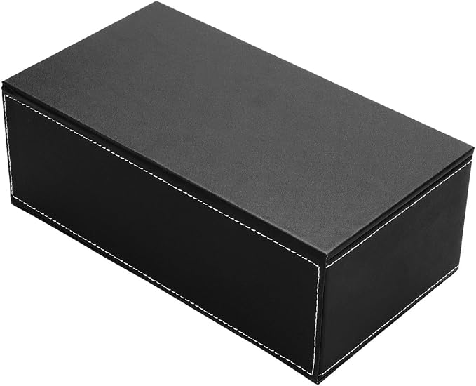 KINGFOM Rectangular PU Leather Tissue Box Cover - Facial Tissue Paper Napkin Holder for Bathroom, Home, Office, Car Automotive Decoration with Magnetic Bottom(Black) - Image 8