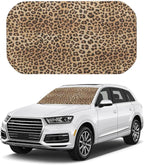 Leopard Print Car Windshield Sun Shade Umbrella, Foldable Car Front Windshield Sunshade with Bendable Handle, Windshield Sun Visor for Most Vehicles by Unknown