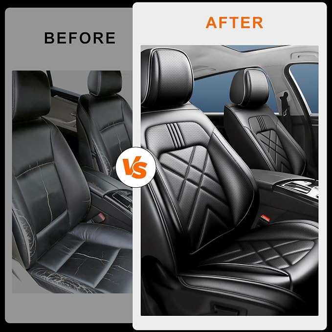 Forte Car Seat Covers Custom Fit for Kia Forte 2010-2024, Full Coverage Leather Waterproof Breathable Seat Covers, Automotive Seat Protectors, Airbag Compatible(2 Front Seats, Black) - Image 6