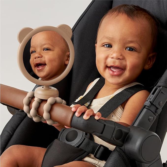 Itzy Ritzy Stroller Mirror, 360° Swivel Baby Stroller Accessory (Bear) | 360° Swivel Mirror, Tilting Design & Easy-Attach Wraparound Legs Provide Convenient Baby Monitoring During Stroller Walks - Image 2