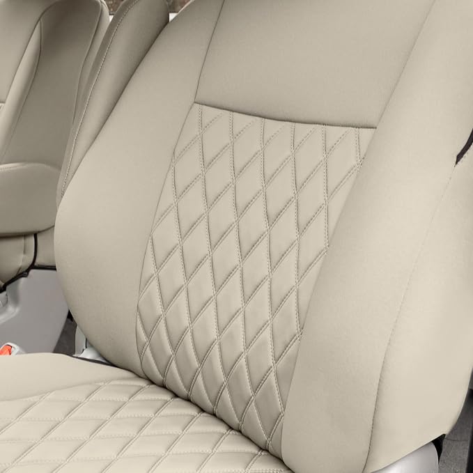 FH Group Custom Fit Car Seat Covers Specifically Made for 2011-2020 Toyota Sienna 7 Seater with Ultraflex Neoprene Water Resistant Automotive Seat Covers - Full Set Solid Beige - Image 10
