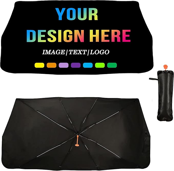 Socira Custom Windshield Sun Shade Umbrella Foldable Personalized Car Visor | Car Umbrella Customized Sun Shade Cover Sunshade Front Window Cover Dinosaur Car Accessories Blocks Uv Rays Gifts 57" X 30" - Image 2
