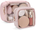Mini Makeup Bag with Small Cosmetic Bag Travel Essentials Organizers,TSA Approved Toiletry Bag Makeup Pouch Clear Cosmetic Bags for Women,Pink by Pocmimut