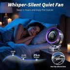 Portable Clip on Fan, Rechargeable USB Desk Fan with Turbo Airflow, 100 Speeds LED Display, 360° Rotation, Small Quiet Battery Powered Fan for Stroller Outdoor Travel Camping Golf Cart, Grey - Image 6