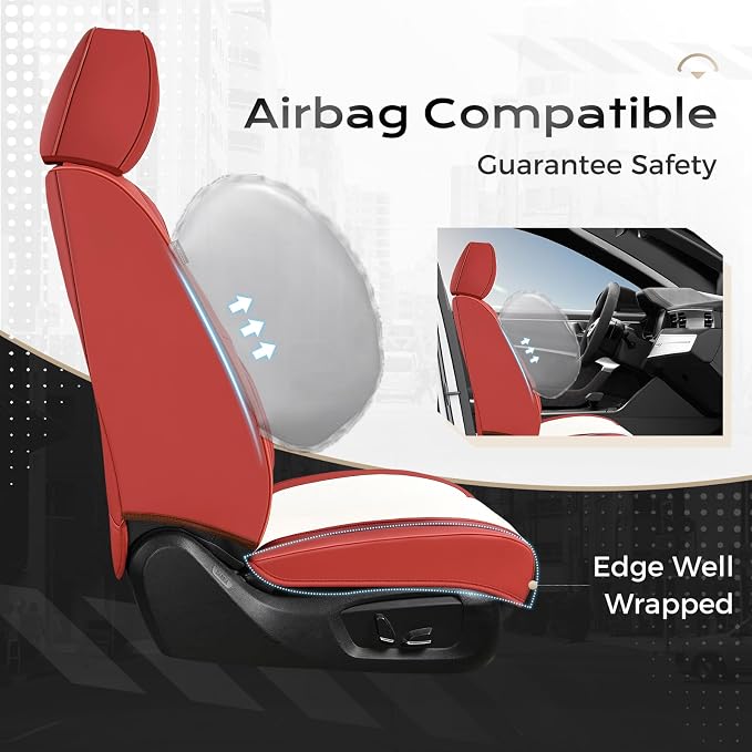 Coverado Car Seat Covers, Seat Covers for Cars, Waterproof Leather Auto Seat Protectors, Leather Car Seat Cushion, Car Interiors Accessories Universal Fit for Most Cars - Image 4
