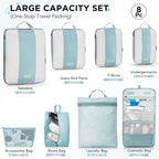 OlarHike 8 Set Compression Packing Cubes for Travel Essentials,Compressible Expandable Space Saver Bags for Organizing Clothes,Luggage Suitcase Garment Bags with Over 1000 pcs Mesh Holes(Blue Gray) - Image 2