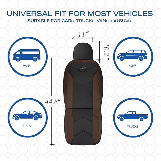 Skechers Memory Foam Seat Covers,Leather Car Seat Covers, Ultimate Comfort & Support Front Seat Covers Airbag Compatible, Automotive Universal Fit Most for SUVs, Vans, Sedans, Cars, Trucks,Brown - Image 5