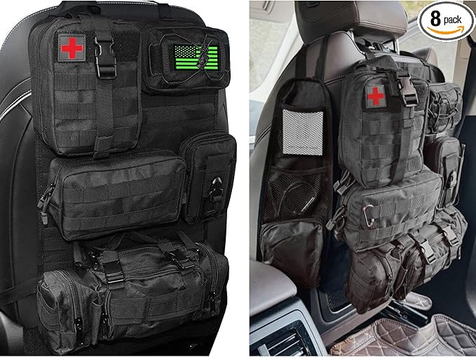 7 PACK Tactical Seat back organizer Truck organizer With 6 Detachable Pouches Universal For Car Truck Ford Jeep Military-Grade Heavier Panels With Multi-functional Packs (Black) by AIAUTOAIEVAutoPart