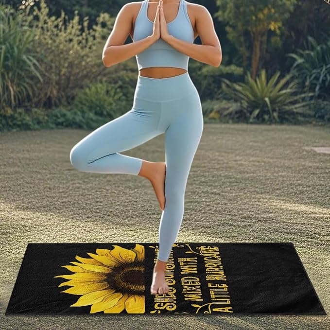 Sunshine Sunflower Car Seat Towel with Storage Bag Auto Interior Front Seat Towel Protector Sunflower Car Interior Accessories Universal Non Slip Waterproof Sweat Protector Beach Yoga Towels - Image 4