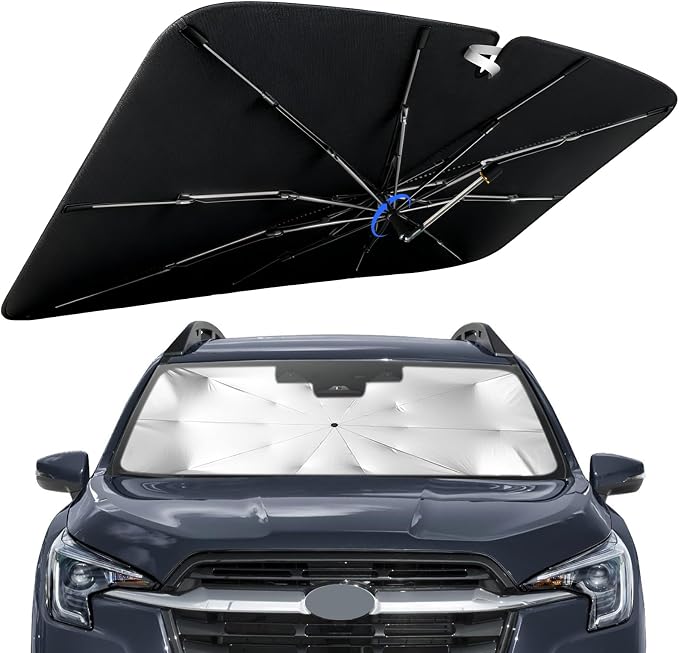 Windshield Sun Shade for Subaru Ascent 2020-2026 with 360° Rotating Shaft | Custom Fit Umbrella Sunshade for UV Blocking, Interior Heat Protection, Easy Storage, UPF 50+ Cool Windshield Cover by Lonyaqui